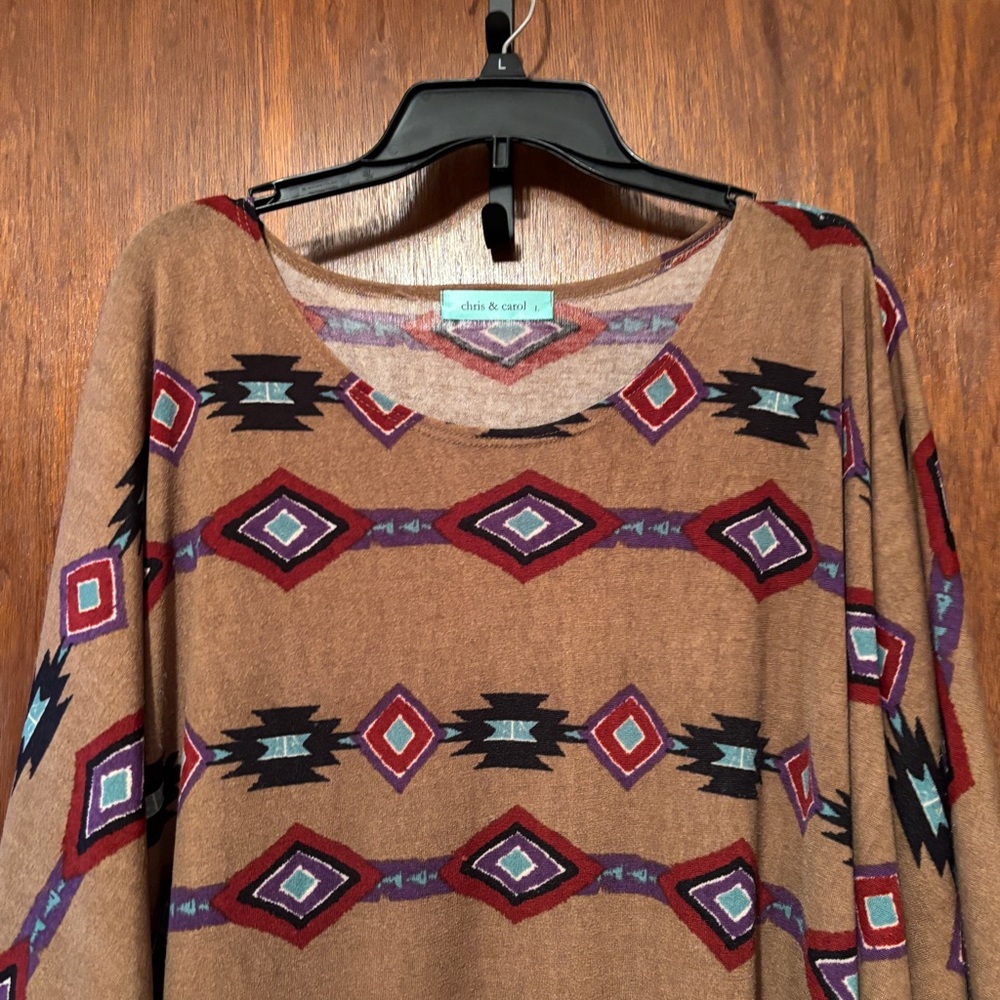 Chris & Carol Southwestern Patterned Vintage Poncho